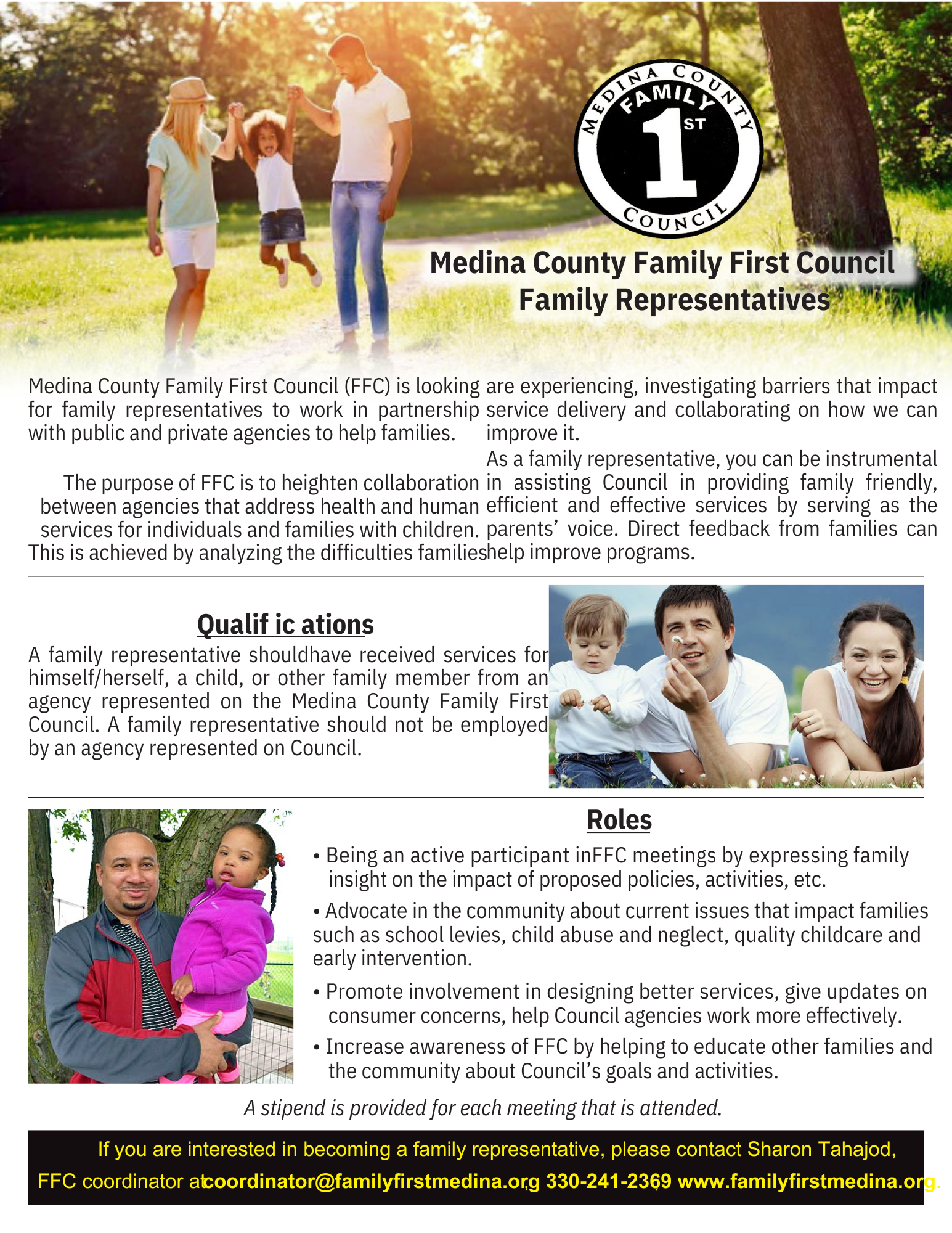Rep Search Flyer Family Rep. Recruitment Flyer - Family First Council Medina County